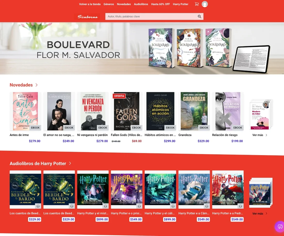 Tienda digital de una librería con publica.la, con novedades y libros más vendidos