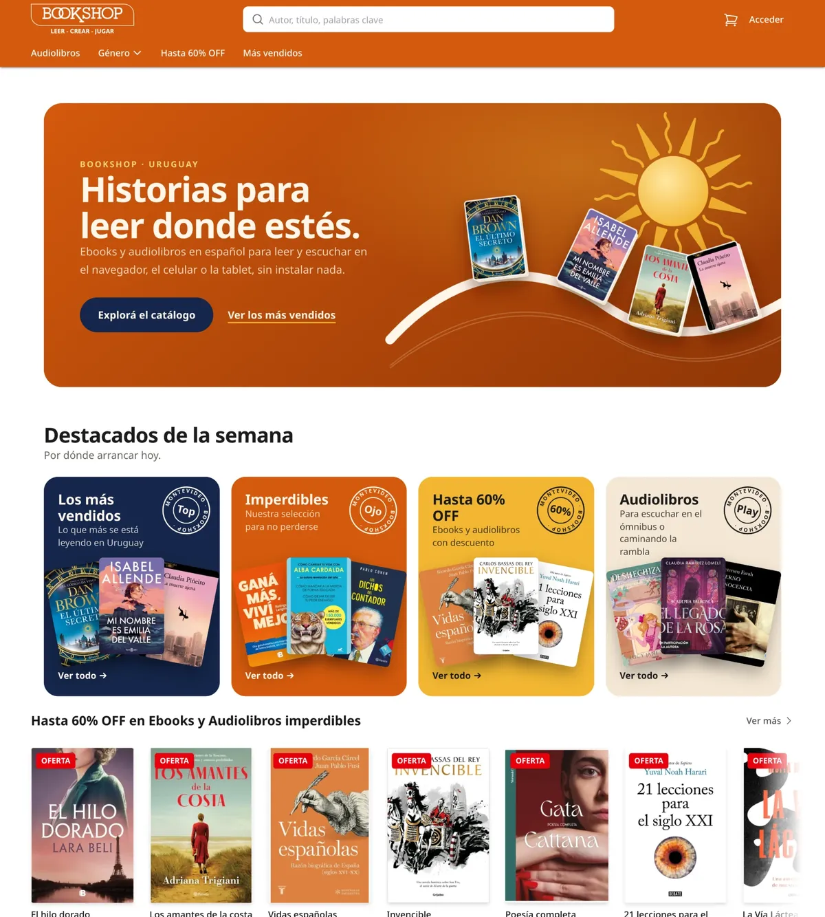 The Bookshop homepage on desktop
