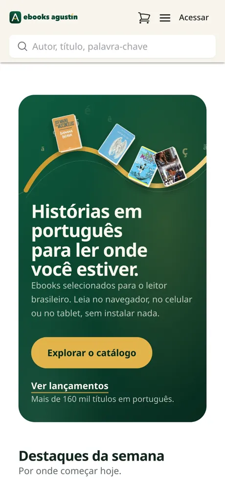 The ebooks agustín homepage on mobile